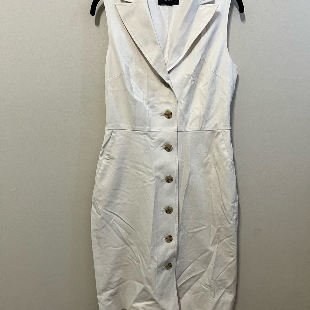 J. Crew Cream Sleeveless Button-Front Sheath Dress